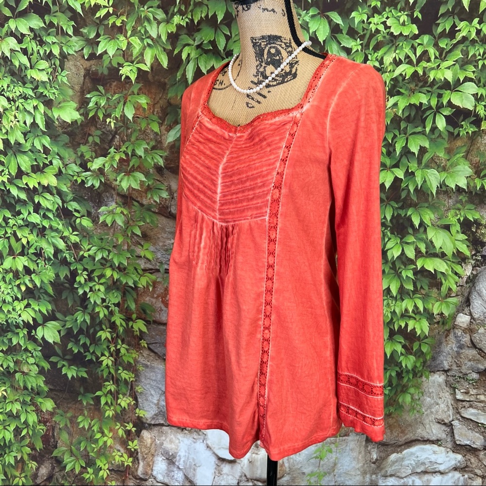 SOFT SURROUNDINGS Bohemian Festival Pumpkin Embellished Long Sleeve Tee, XS - Picture 7 of 12